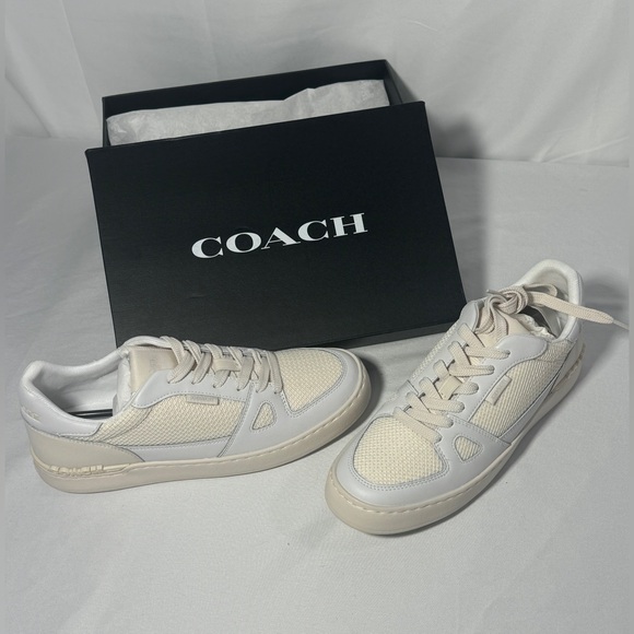 Coach Shoes Clip Court Sneaker Mens Tennis Shoes Chalk Optic White Sz 8 NEW - Picture 3 of 12